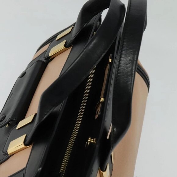 Chloe Little Alice Hand Bag Leather 2way Pink Black Auth am8634 - Picture 6 of 15